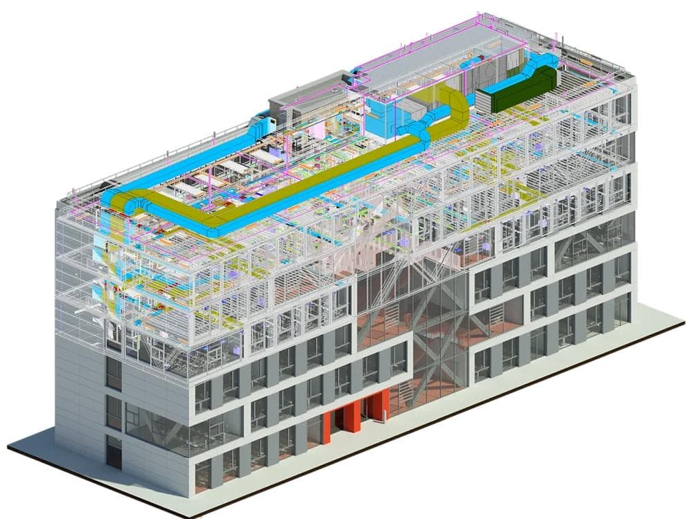 Maquette numérique 3D d'un bâtiment sur Revit